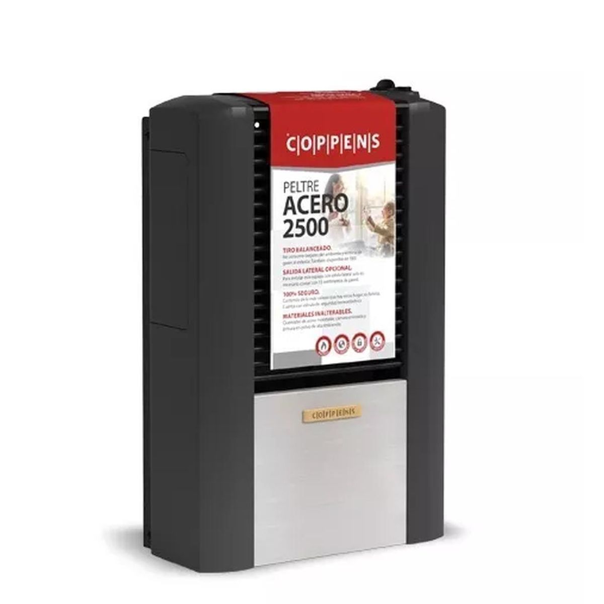 Calefactor Coppens 2500 Tb Peltre Acero Sali/Der C25Bdpam