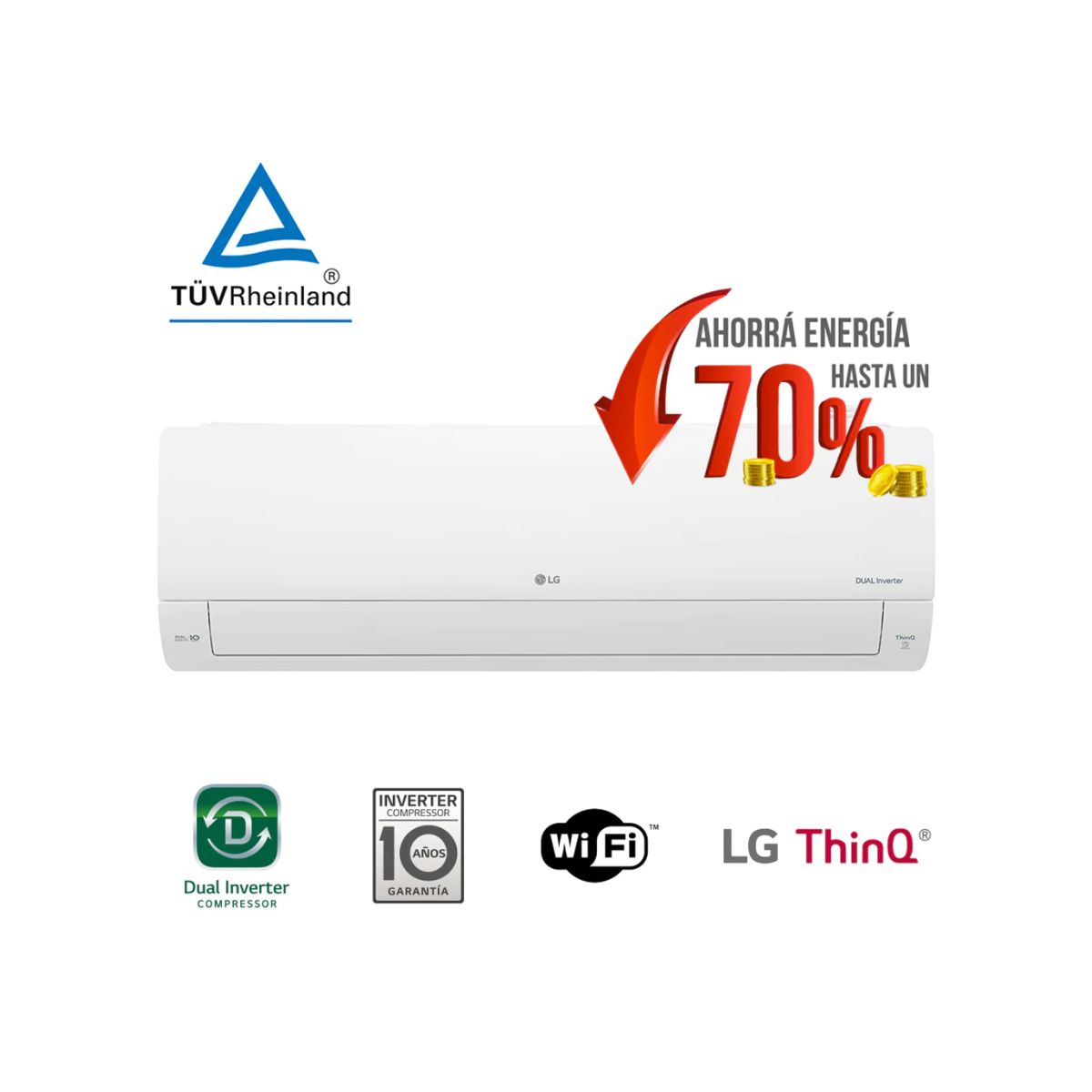 Aire Acondicionado Lg Split 6450W F/C Dual Inv Wifi S4-W24K231