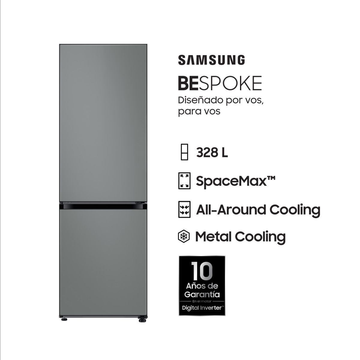 Heladera Samsung no frost 328L RB33A307031 Inverter Satin Gray