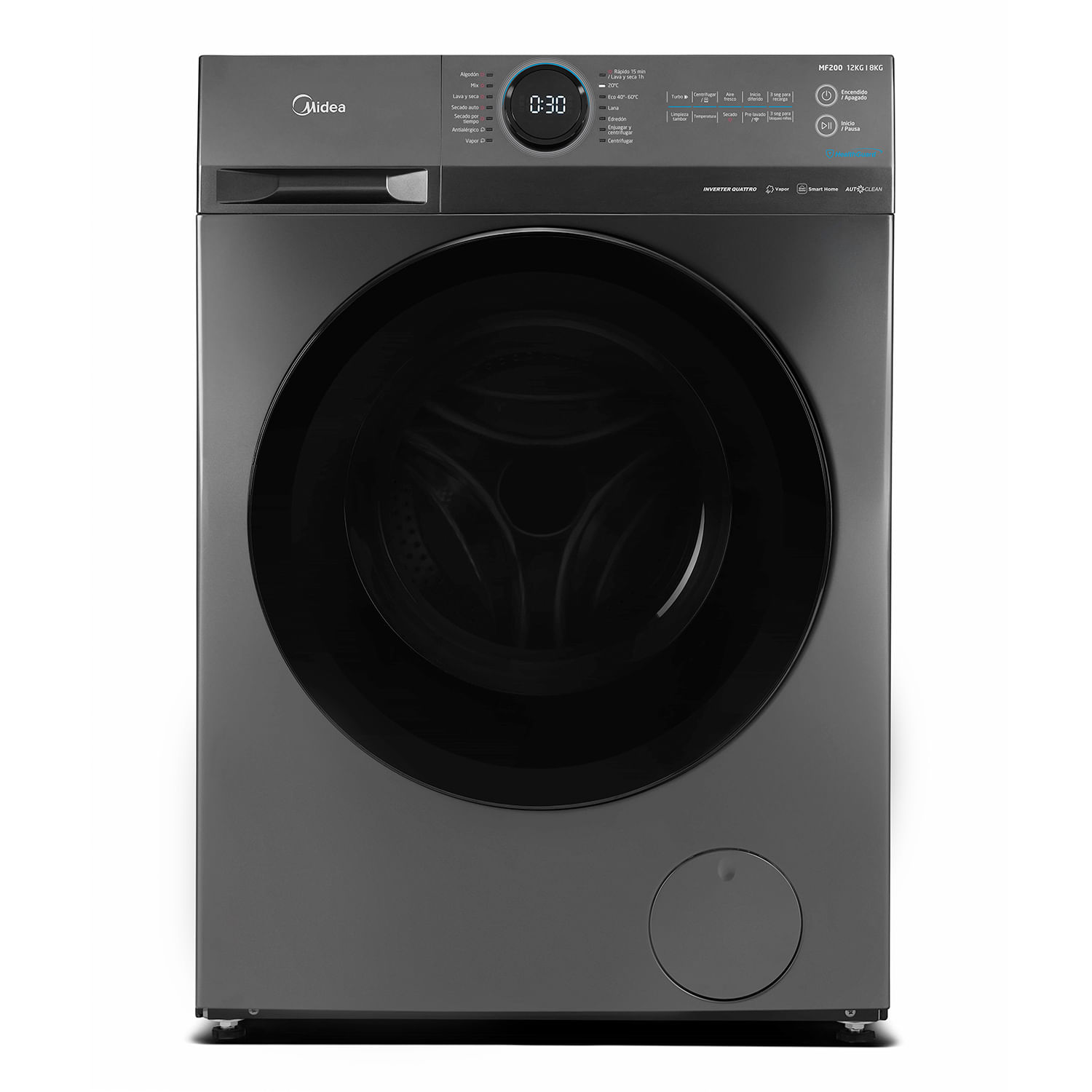 Lavasecarropas Midea 12/8kg Mf-200d120b Silver 1400rpm Inv