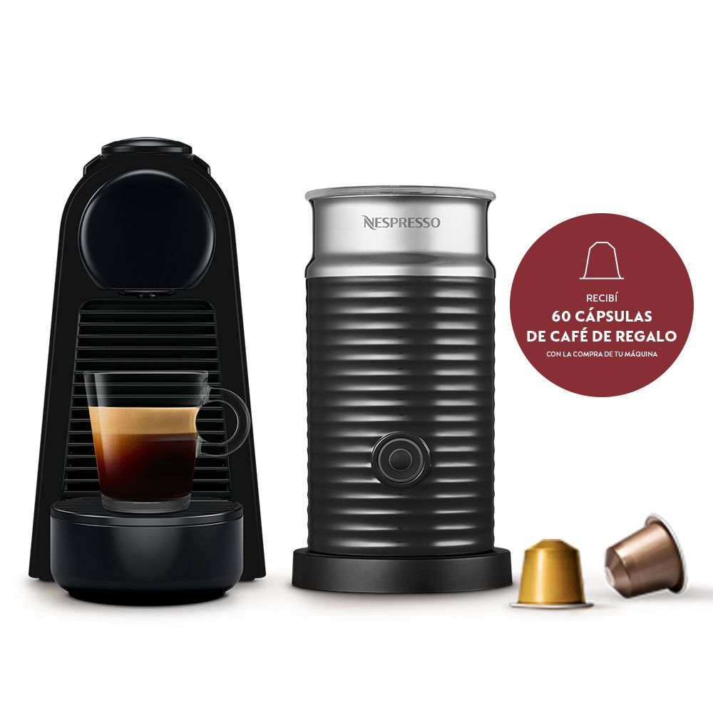 Cafetera Nespresso Essenza Mini D Black +Aeroccino