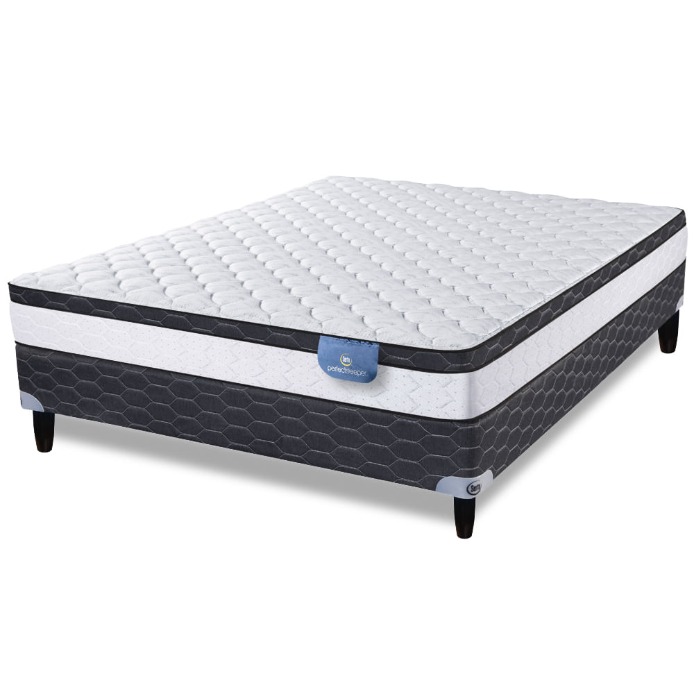 Sommier y Colchón de Resortes 2 Plazas Serta Nixa 140x190
