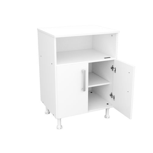 Mueble Porta Microondas 2 Puertas Melamina Express Con Patas Blanco