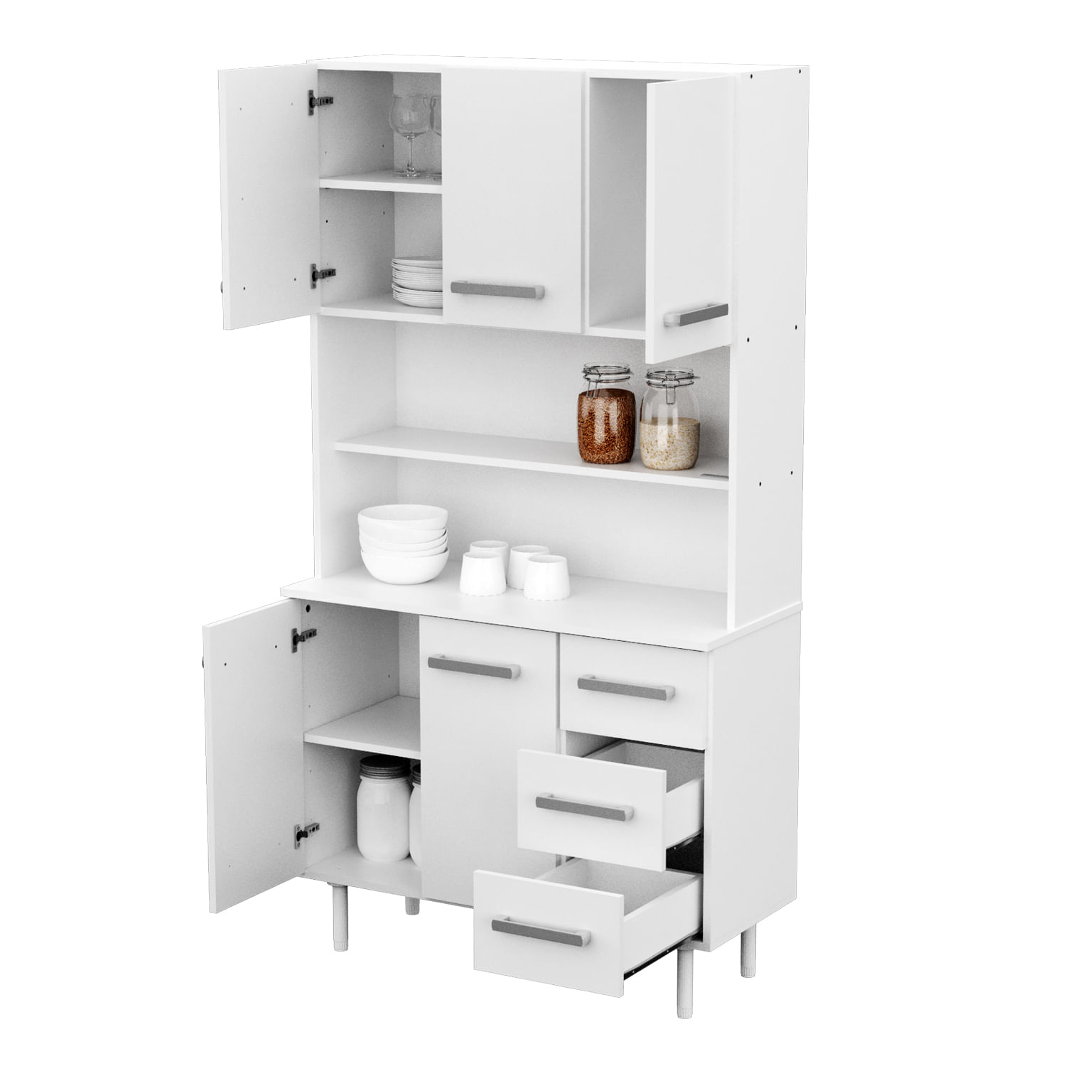 Mueble De Cocina Multiuso Aparador Triplo Kit Blanco Mosconi Blanco