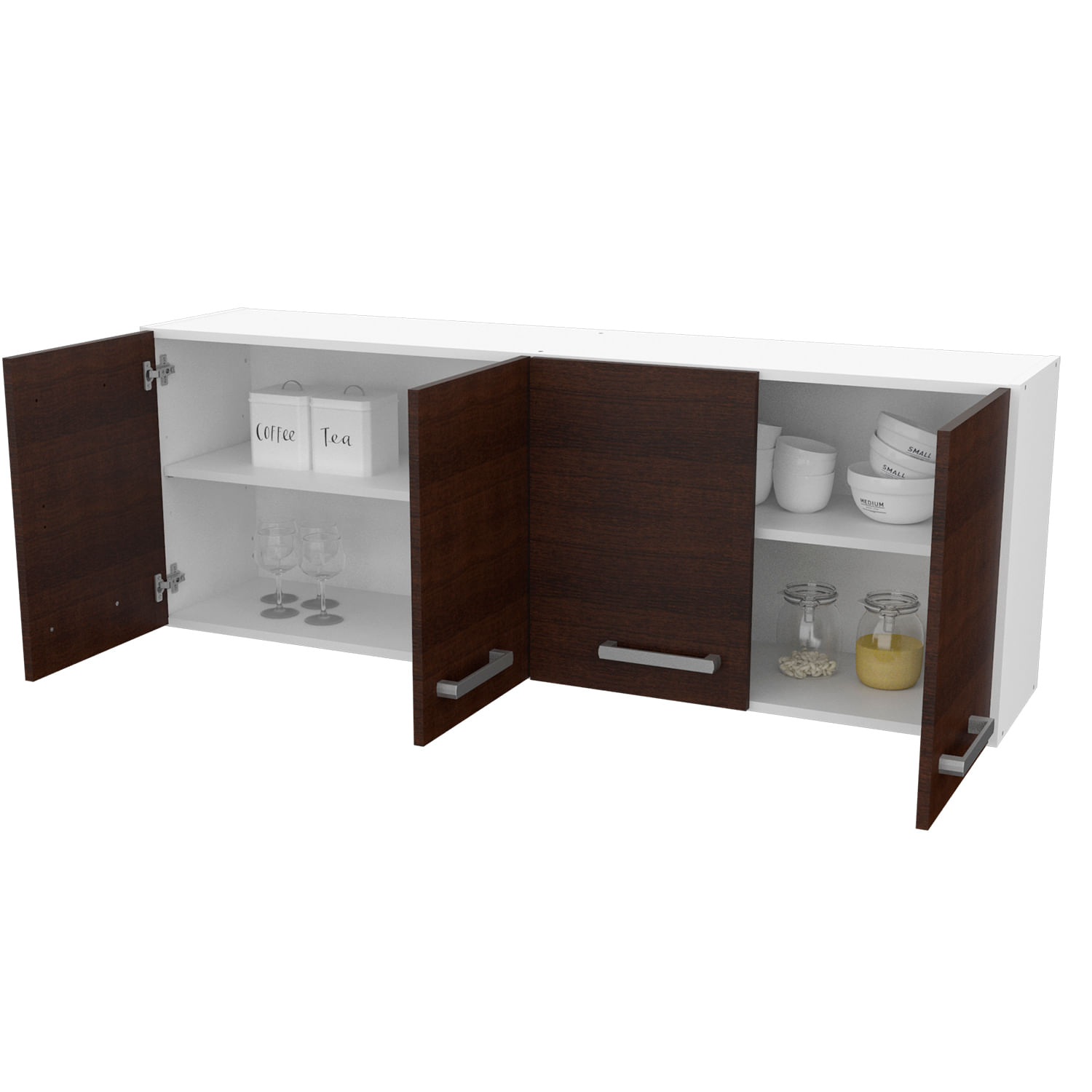 Alacena Mueble De Cocina Mosconi Express 1,40 Mts. Melamina Blanco (Wengue)