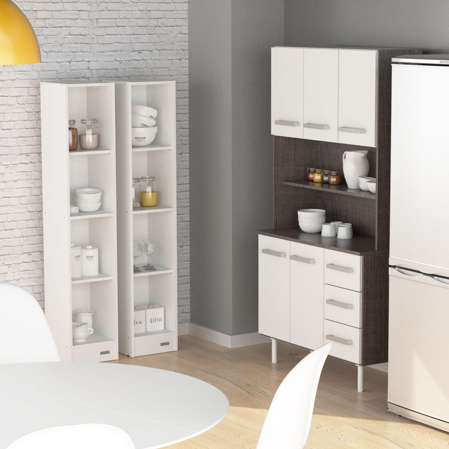 MUEBLE ORGANIZADOR 1,50 MTS. COLUMNA CON ESTANTES Blanco