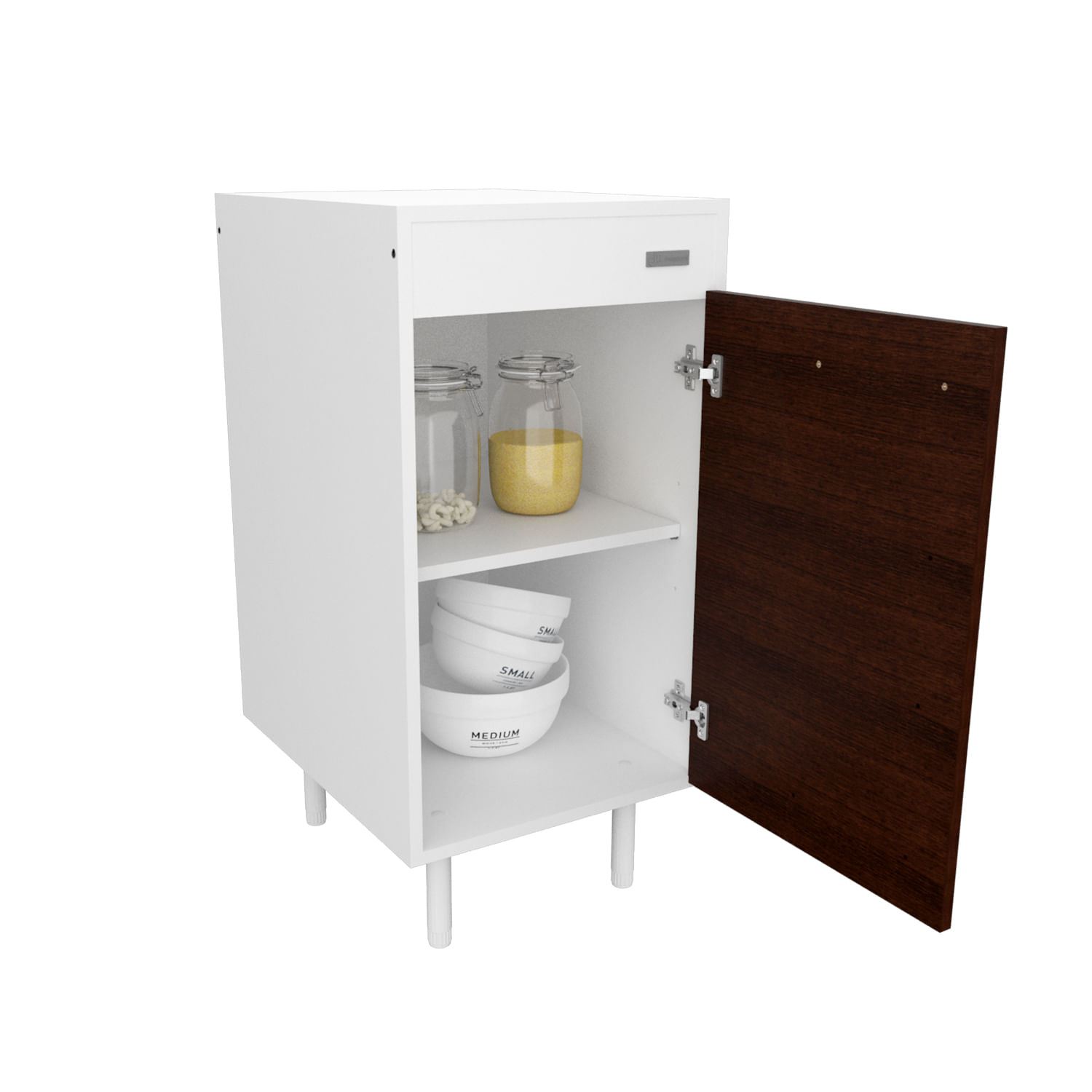 MÓDULO BAJO MESADA 40 cm. EXPRESS MELAMINA GABINETE COCINA Blanco (Wengue)