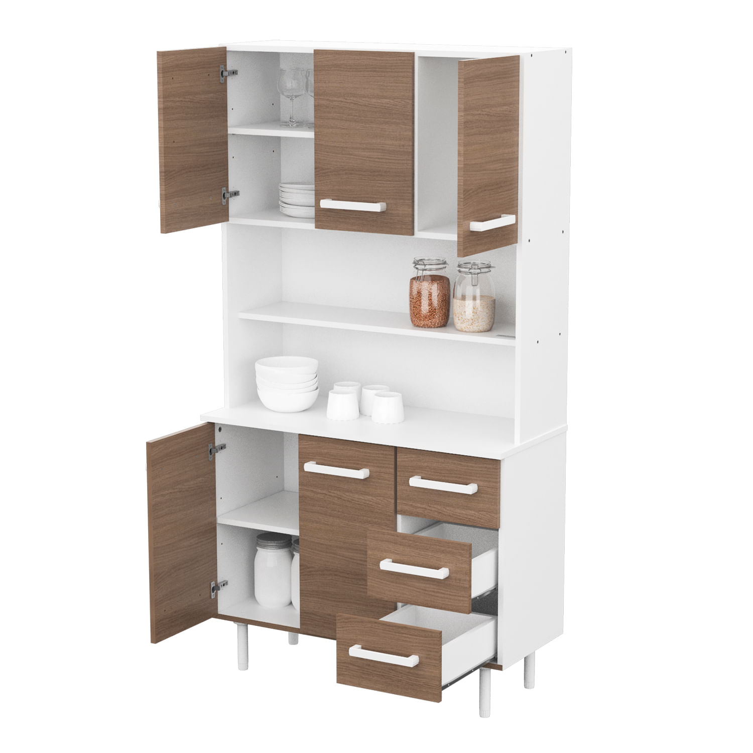 Mueble De Cocina Multiuso Aparador Triplo Kit Blanco Mosconi Blanco (Carvalho Mezzo)