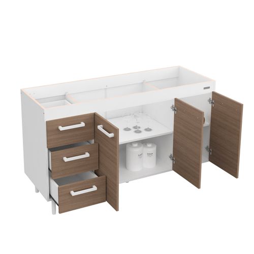Bajo Mesada Sin Bacha Mueble Cocina Mosconi Express 1,40 Mts Blanco (Carvalho Mezzo)