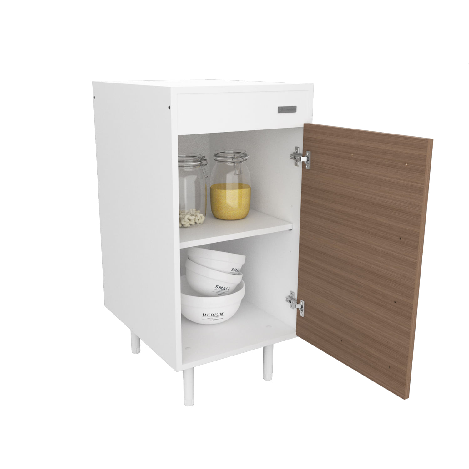 MÓDULO BAJO MESADA 40 cm. EXPRESS MELAMINA GABINETE COCINA Blanco (Carvalho Mezzo)