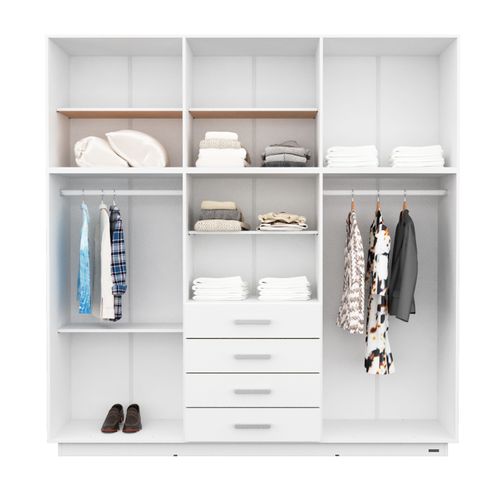 Placard Ropero 12 Puertas 4 Cajones Con Baulera Dakar Blanco