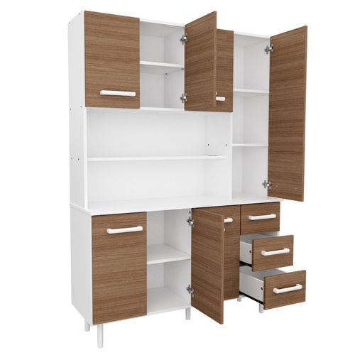 Aparador De Cocina 1,20 mts. Mueble Organizador Melamina Blanco (Carvalho Mezzo)