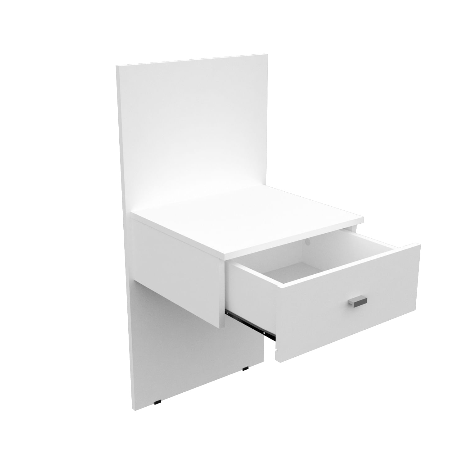 Mesa De Luz Flotante Con Panel Mesita Dormitorio Melamina Blanco