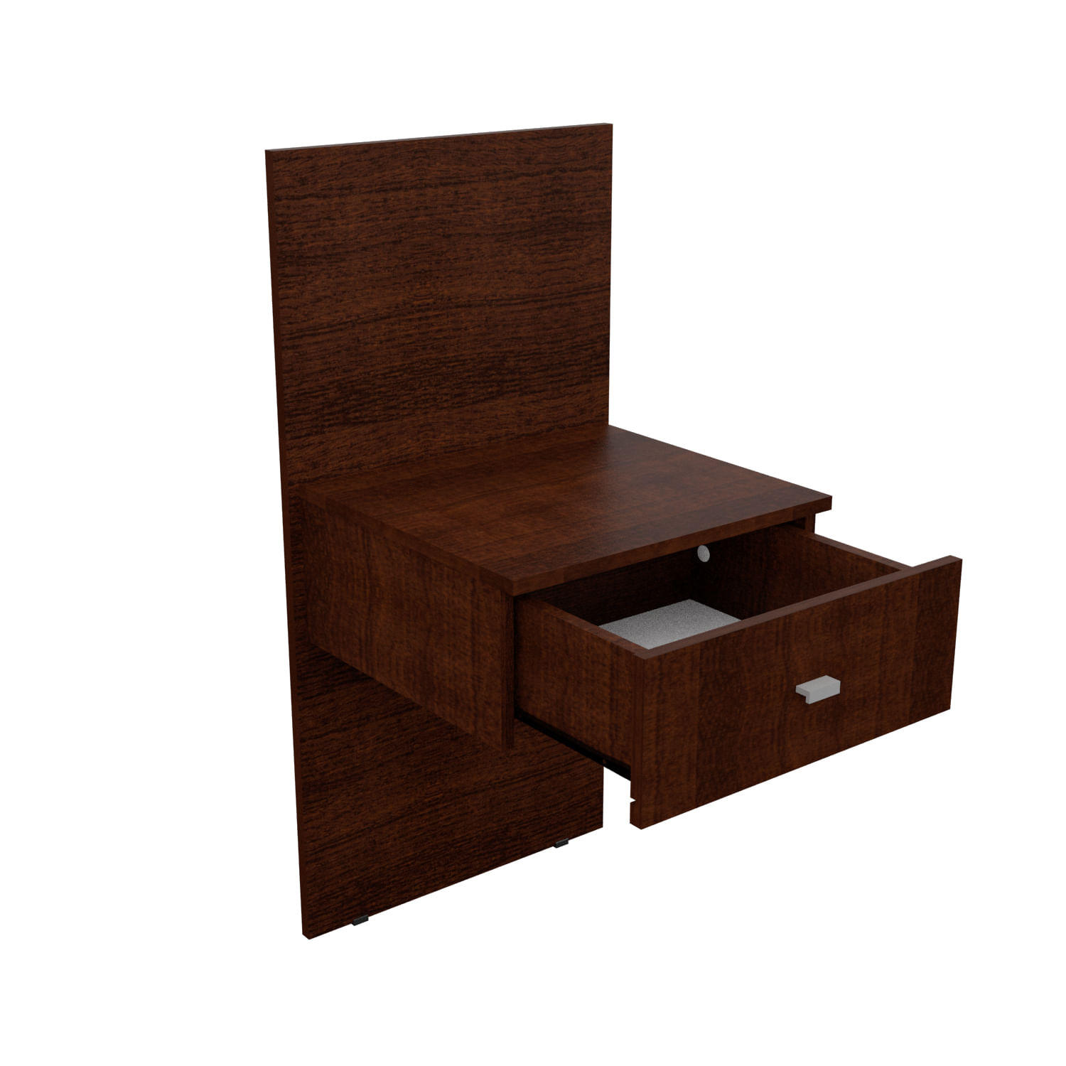 Mesa De Luz Flotante Con Panel Mesita Dormitorio Melamina Wengue