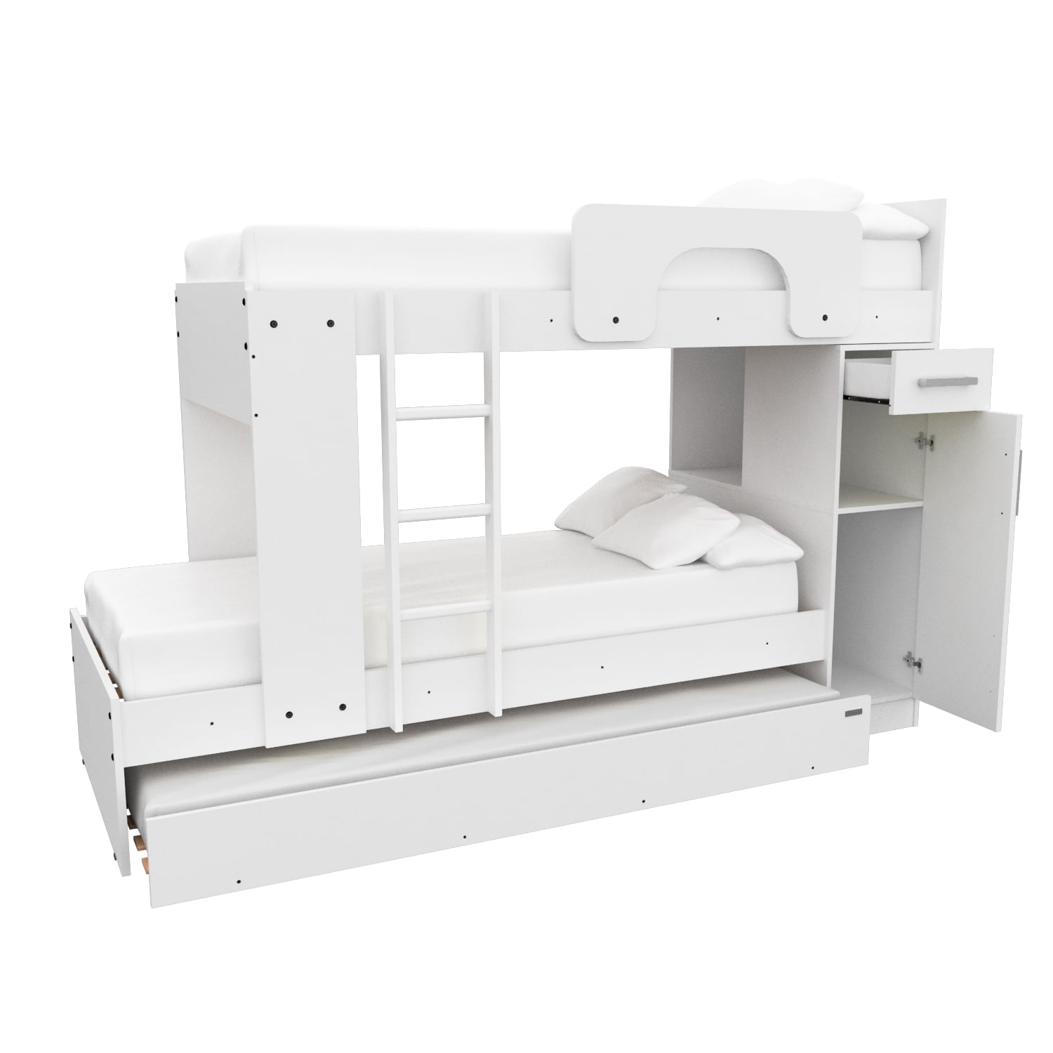 Cama Cucheta Blanca Superpuesta Mosconi Dormitorio Infantil Blanco