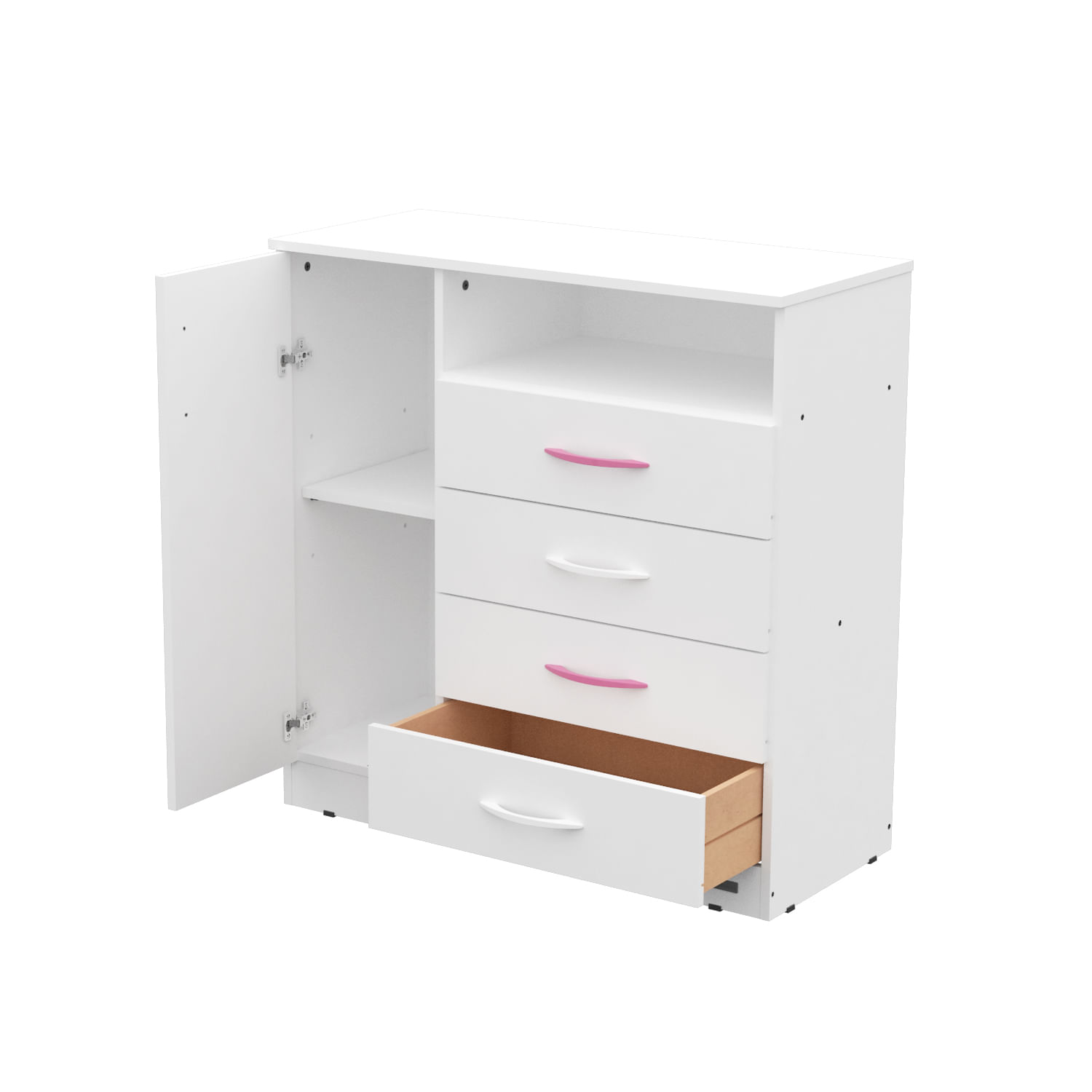 Cómoda Blanca Super Express Mosconi 4 Cajones / 1 Puerta Blanco