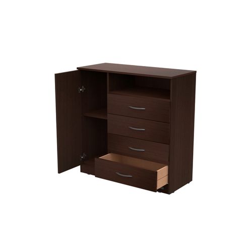Cómoda Cajonera Súper Express Mosconi 4 Cajones / 1 Puerta Chocolate