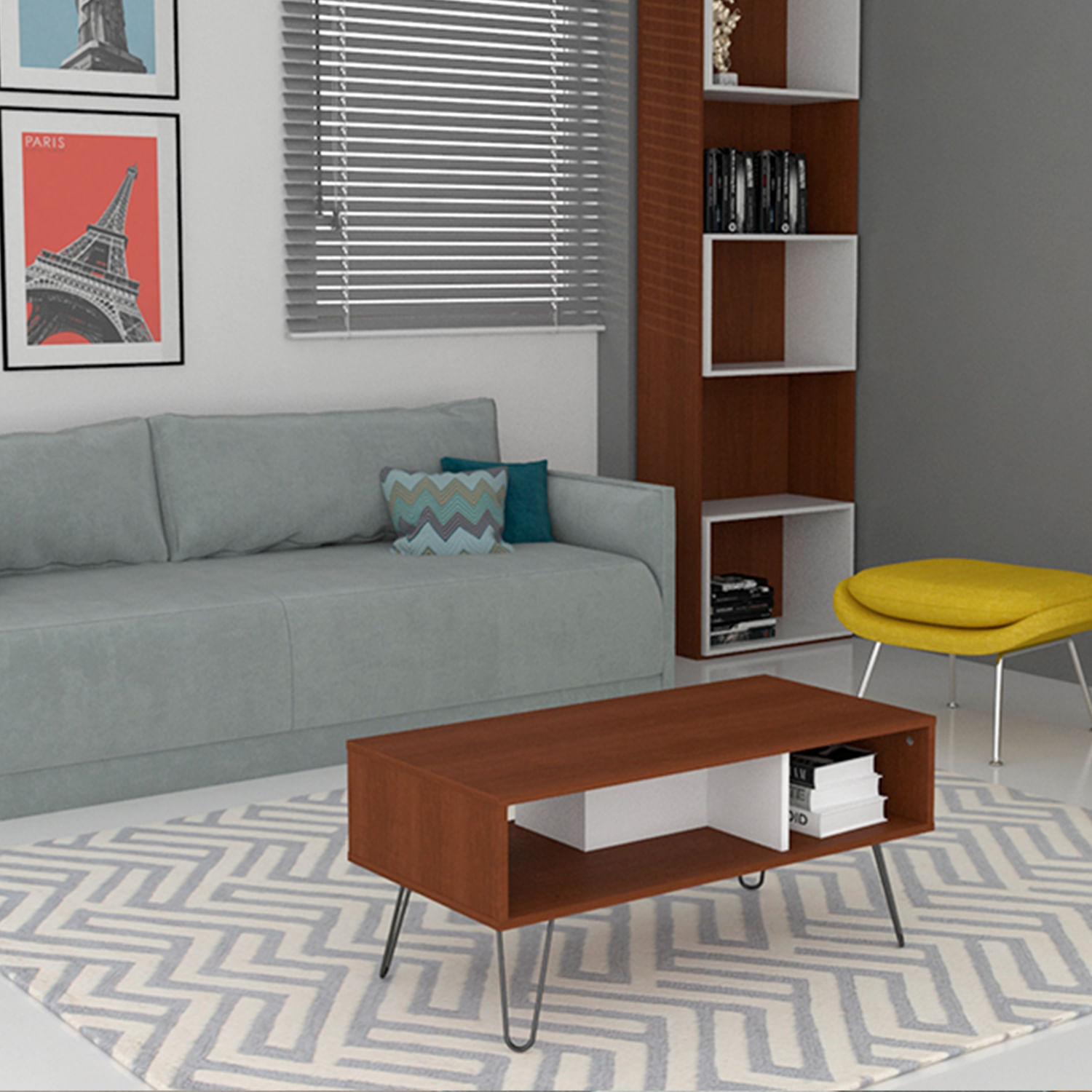 Mesa Ratona Living Mesa De Centro Nórdica Patas Hierro Tabaco