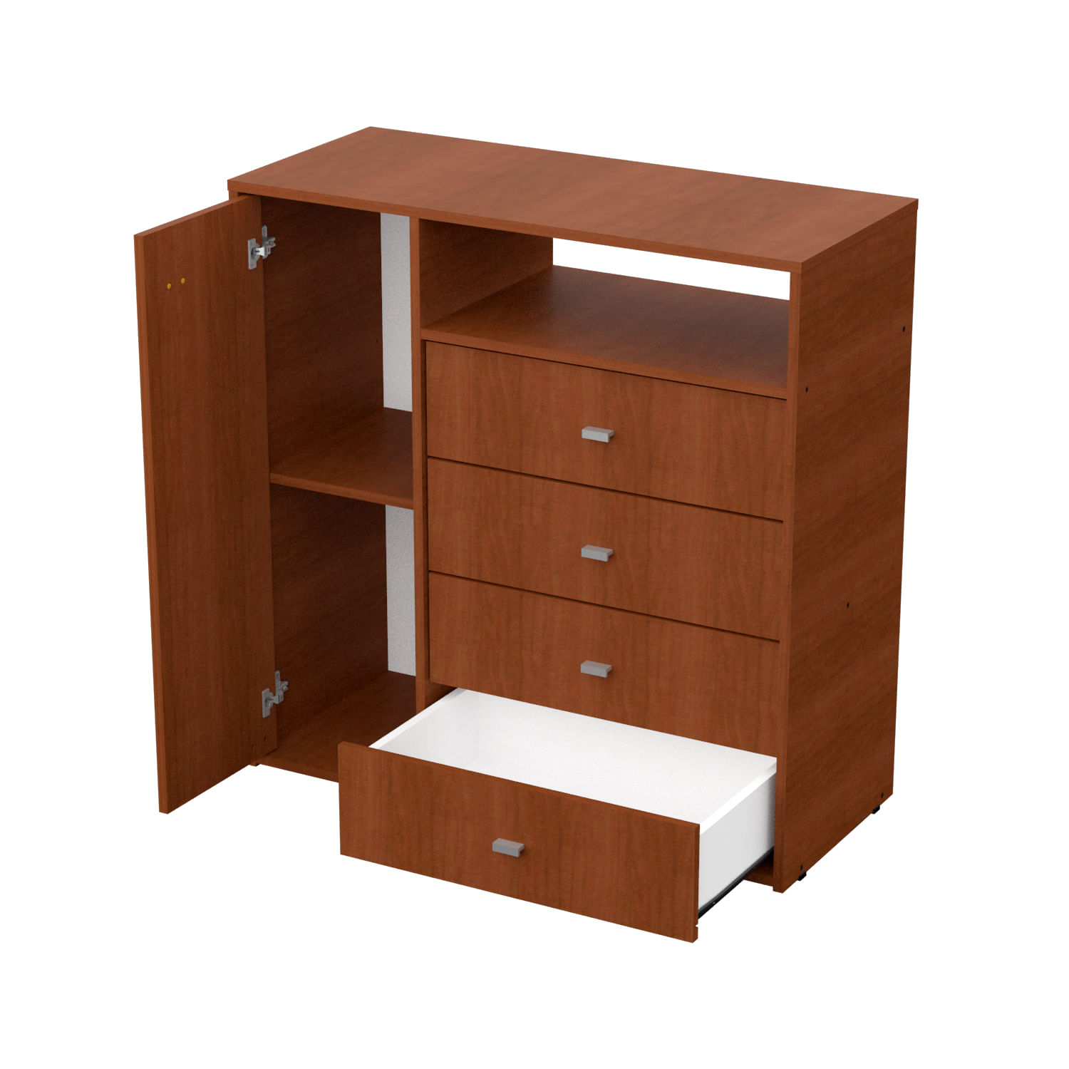 Cómoda Cajonero 4 Cajones 1 Puerta Melamina Milenial Tabaco