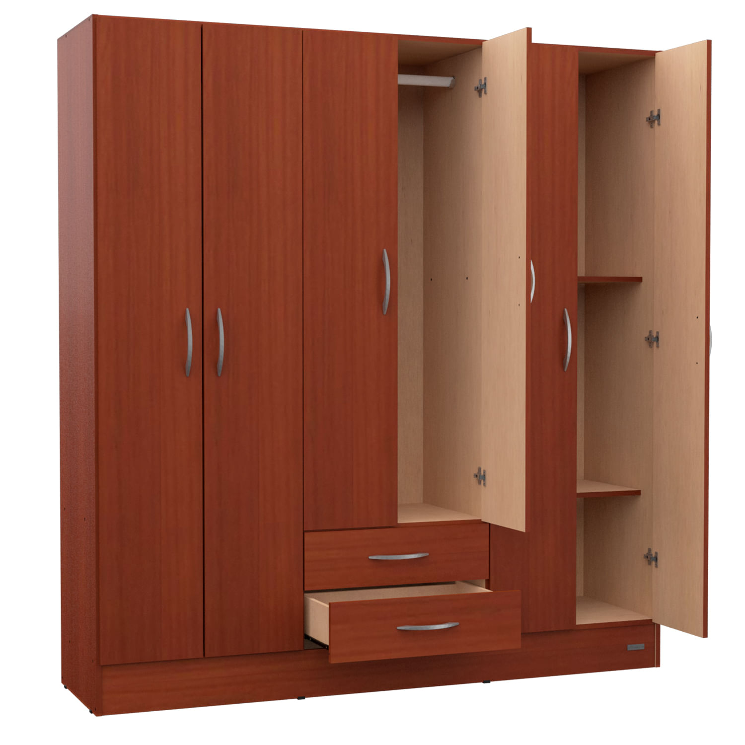 Placard 6 Puertas 2 Cajones Blanco Interior Sin Pintar Caoba