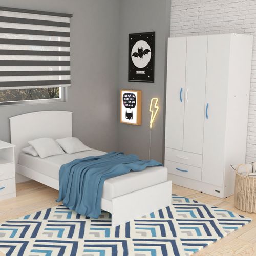 Placard 3 Puertas 2 Cajones Blanco Interior Sin Pintar Blanco