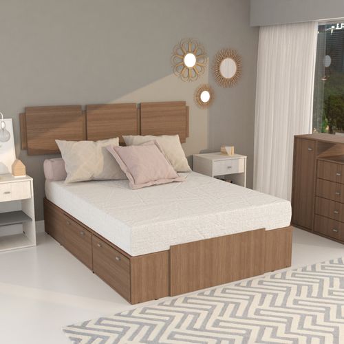 Respaldo Sommier Cama 2 Plazas Melamina Dakar Carvalho Mezzo