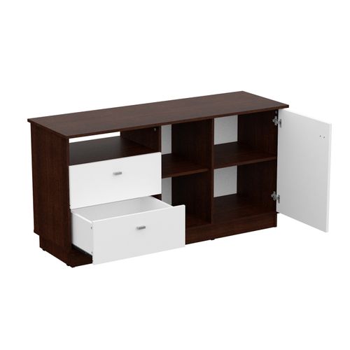 Mueble Rack De TV Milenial Con Puertas y Cajones Wengue