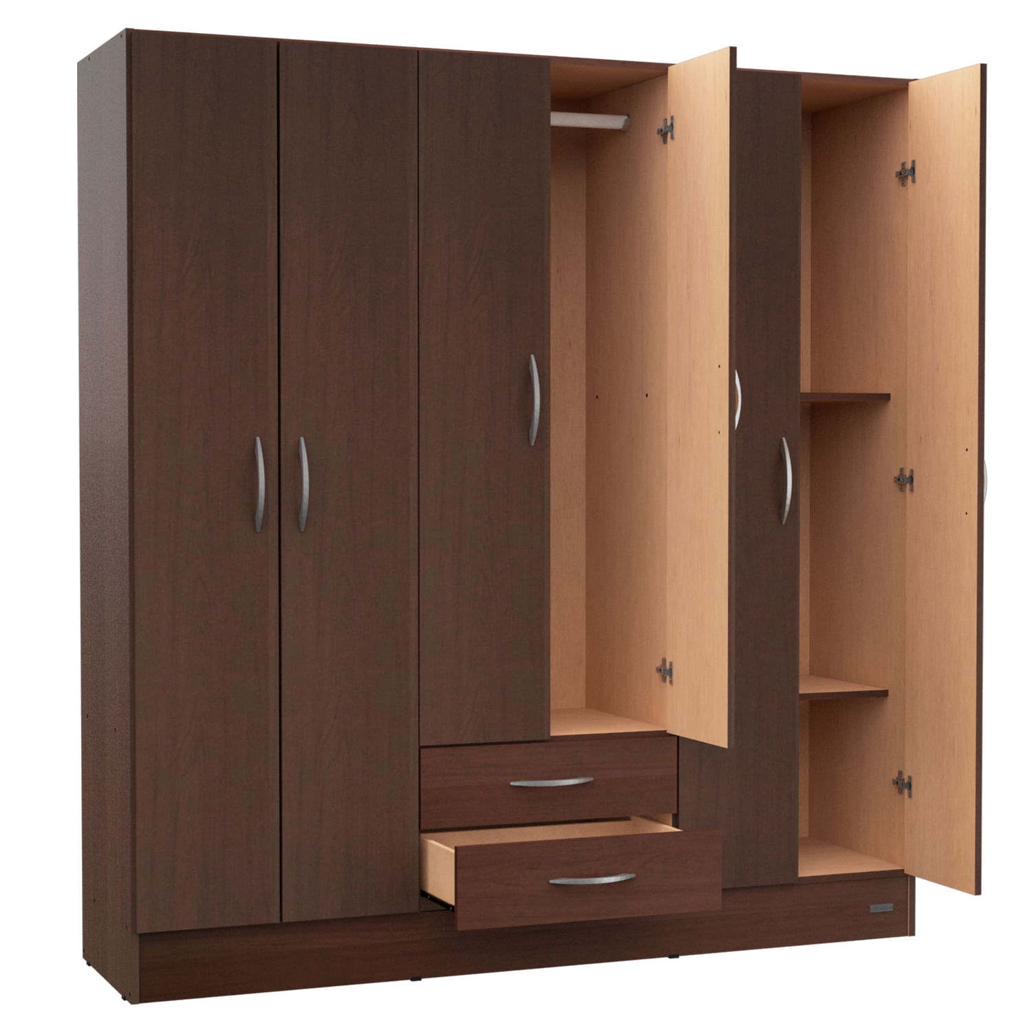 Placard 6 Puertas 2 Cajones Blanco Interior Sin Pintar Chocolate
