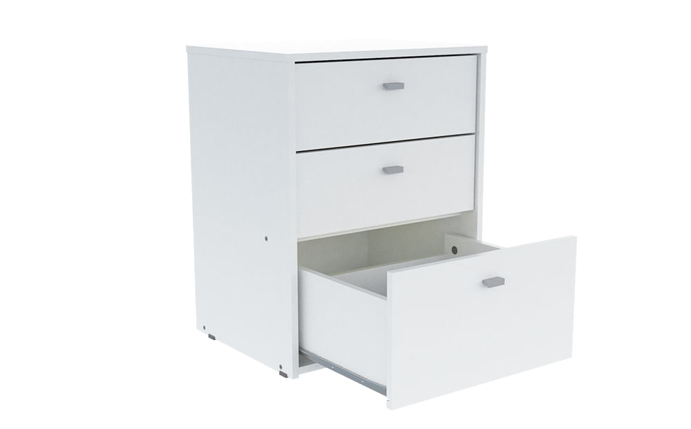 Mesa De Luz Melamina Mosconi Nature 3 Cajones Guía Metálica Blanco