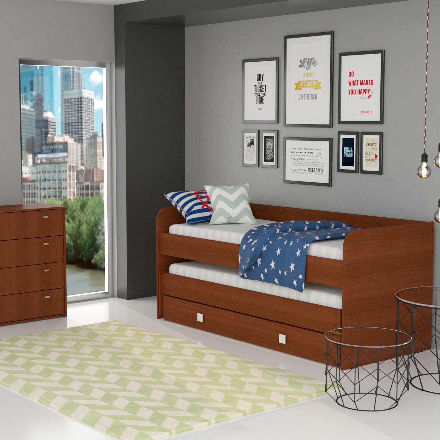 Cama Nido Doble 1 Plaza Mosconi Nature Infantil Juvenil Tabaco