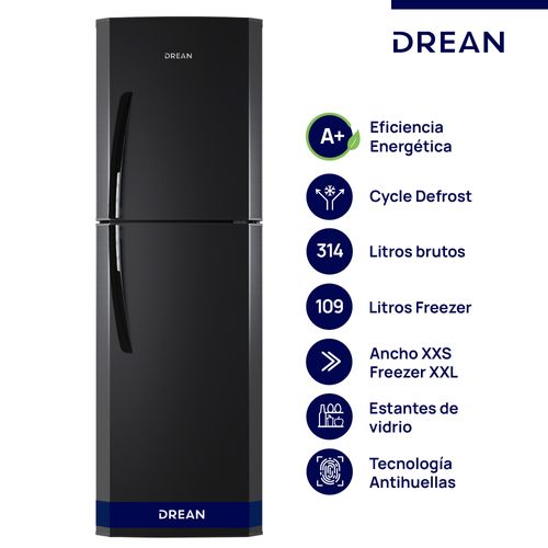 Heladera Drean 314L Hdr320f50n Negra Cíclica A+