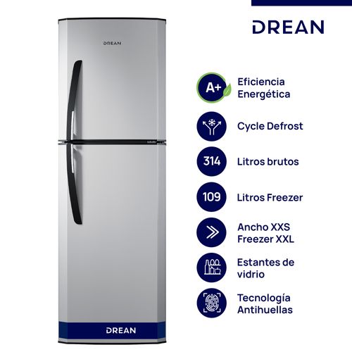 Heladera Drean 314l Hdr320f50s Gris Alum Cíclica A+
