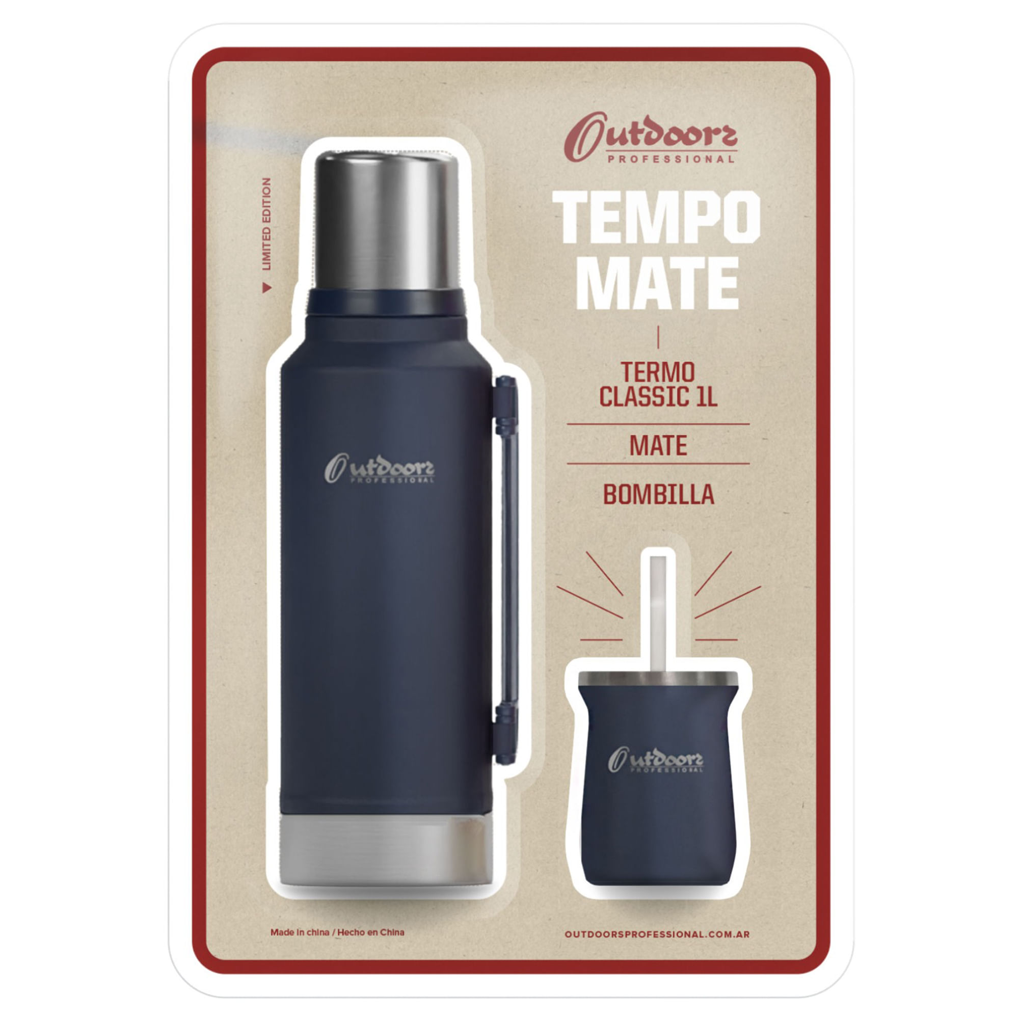 Kit Termo Outdoors Azul 1l + Mate C/Bomb. 192ml