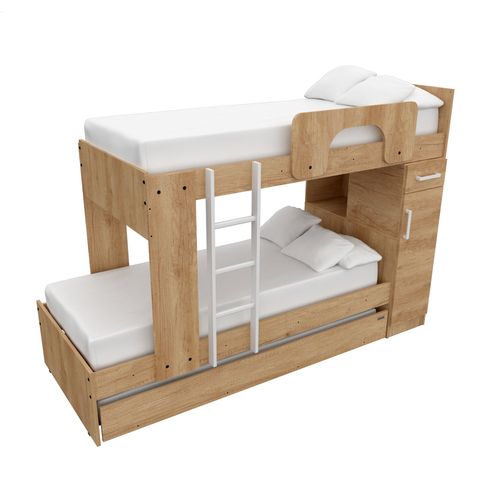 Cama Cucheta Superpuesta Triple  Infantil Nebraska Natural