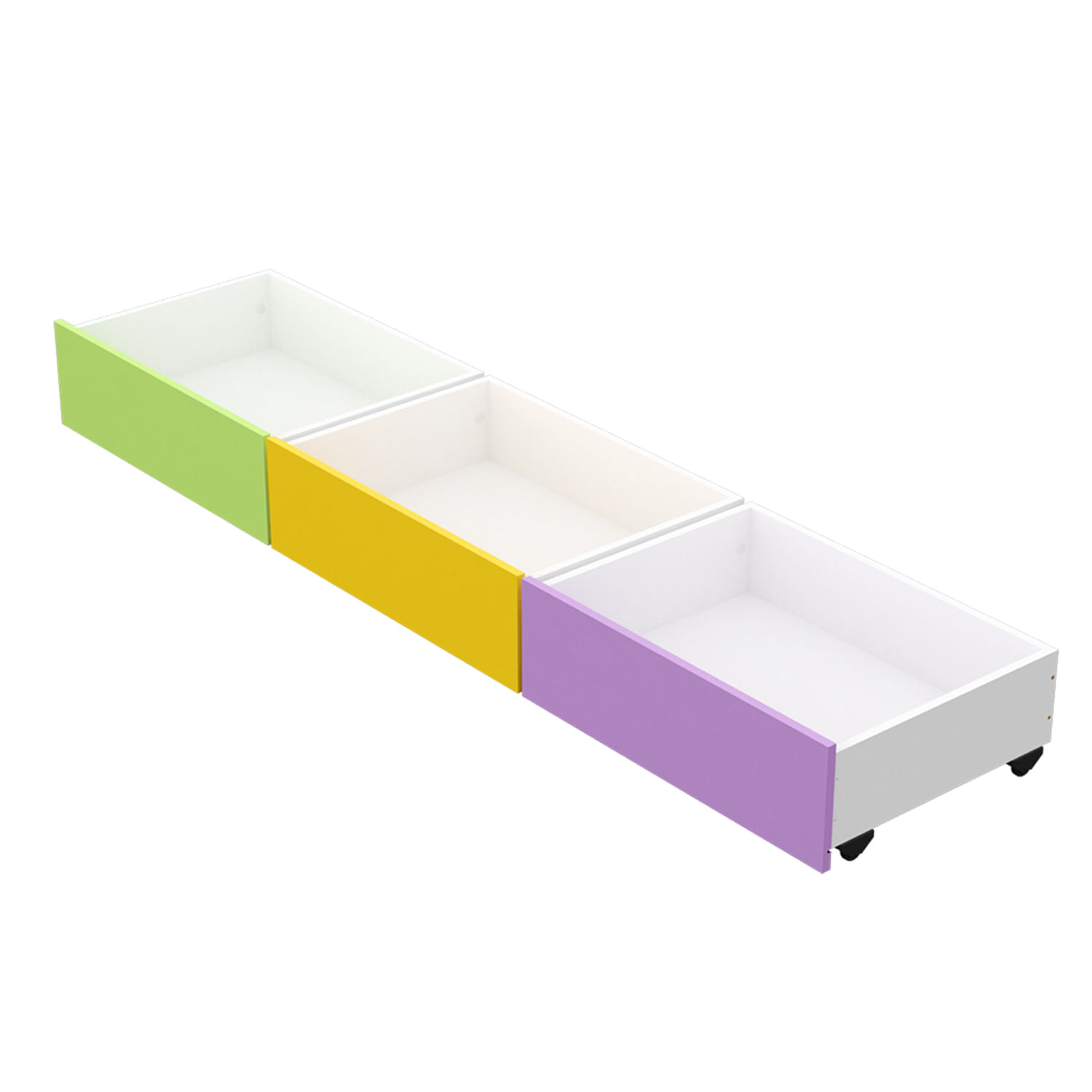 Kit 3 Cajones Bajo Cama Mosconi Nature Melamina Varios Colores