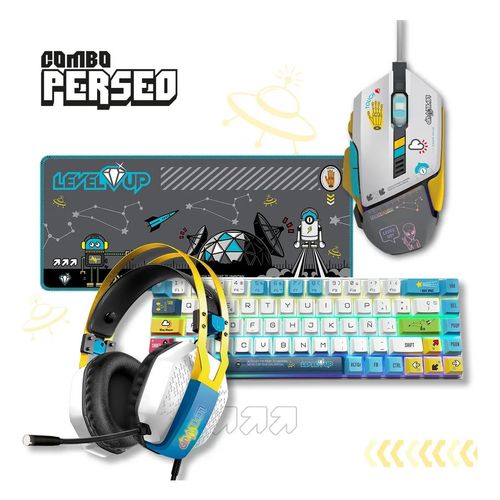 Combo Gamer Level Up Perseo Teclado, Mouse, Auriculares, Pad