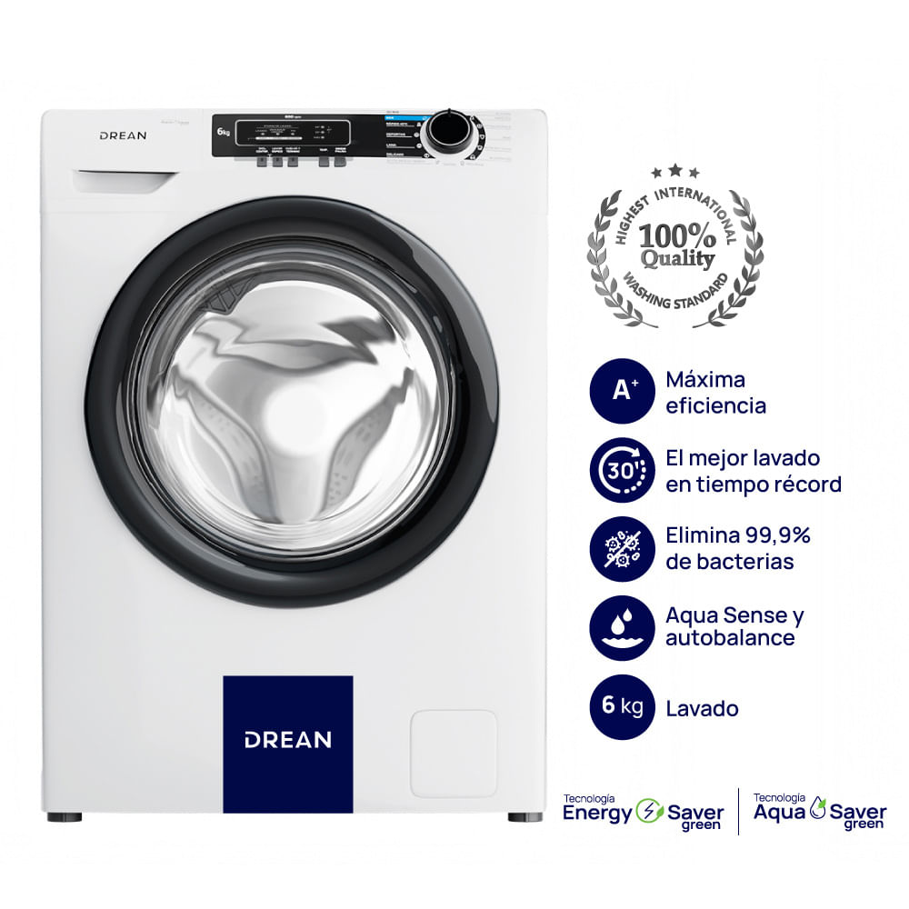 Lavarropas Drean 6kg Lfdr0606lb0 6.06 600rpm Blanco