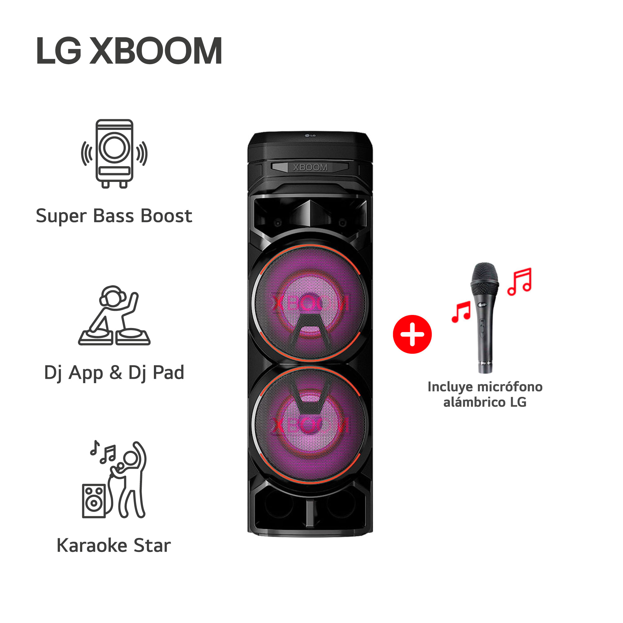 Parlante Portátil LG Rnc9 1800w 2x8" Bt Usb Fm