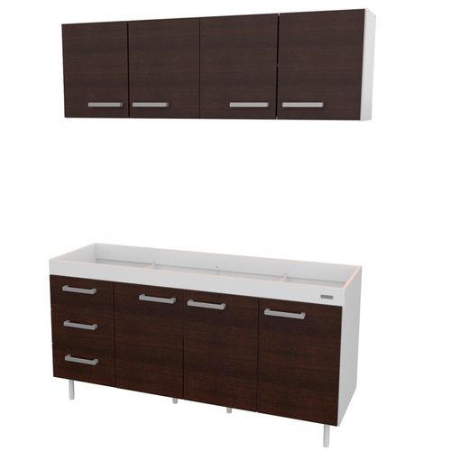 Combo Mueble De Cocina 1,60 Mts. Mosconi Sin Bacha Blanco (Wengue)