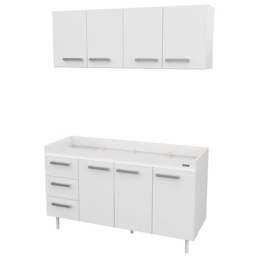 Combo Mueble De Cocina 1,40 Mts. Mosconi Sin Bacha Blanco
