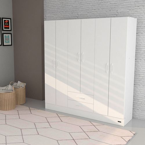 Placard 6 Puertas 2 Cajones Pack Blanco