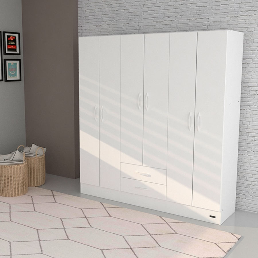 Placard 6 Puertas 2 Cajones Pack Blanco