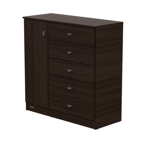 Comoda Pack 5 Cajones 1 Puerta Chocolate