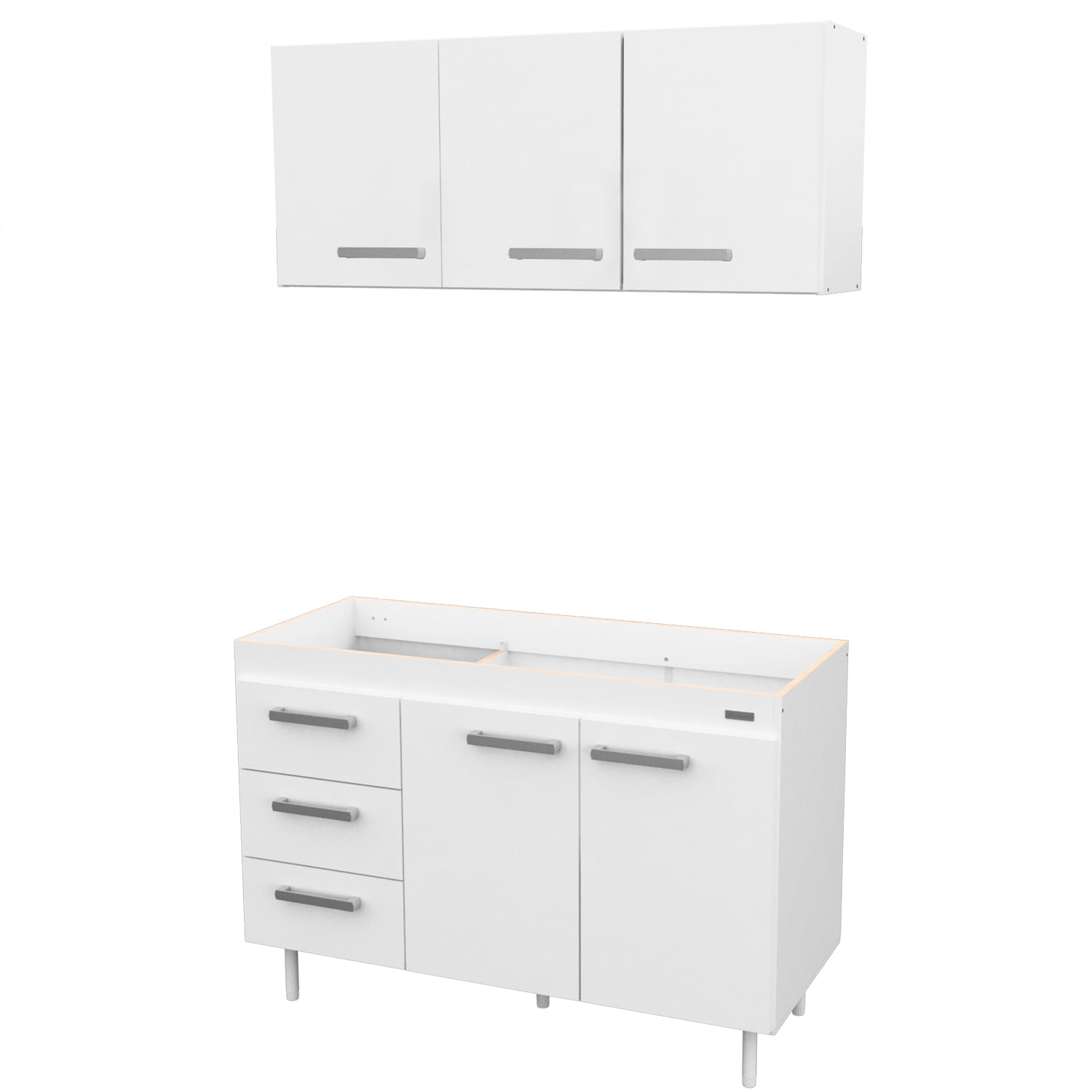 Combo Mueble De Cocina 1,20 Mts. Mosconi Sin Bacha Blanco
