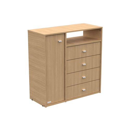 Cómoda Cajonero 4 Cajones 1 Puerta Melamina Milenial Malta