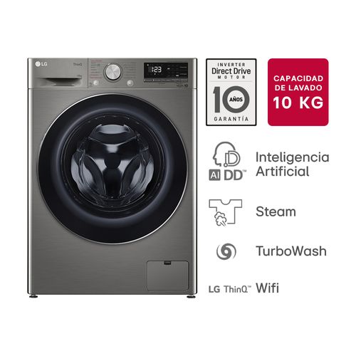 Lavarropas Lg10kg Wm10vvc4s6 1400rpm Silver Inverter A+