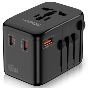 Adaptador de viaje universal, adaptador de corriente internacional PD20W, 2 USB-C y 2 USB-A cargador