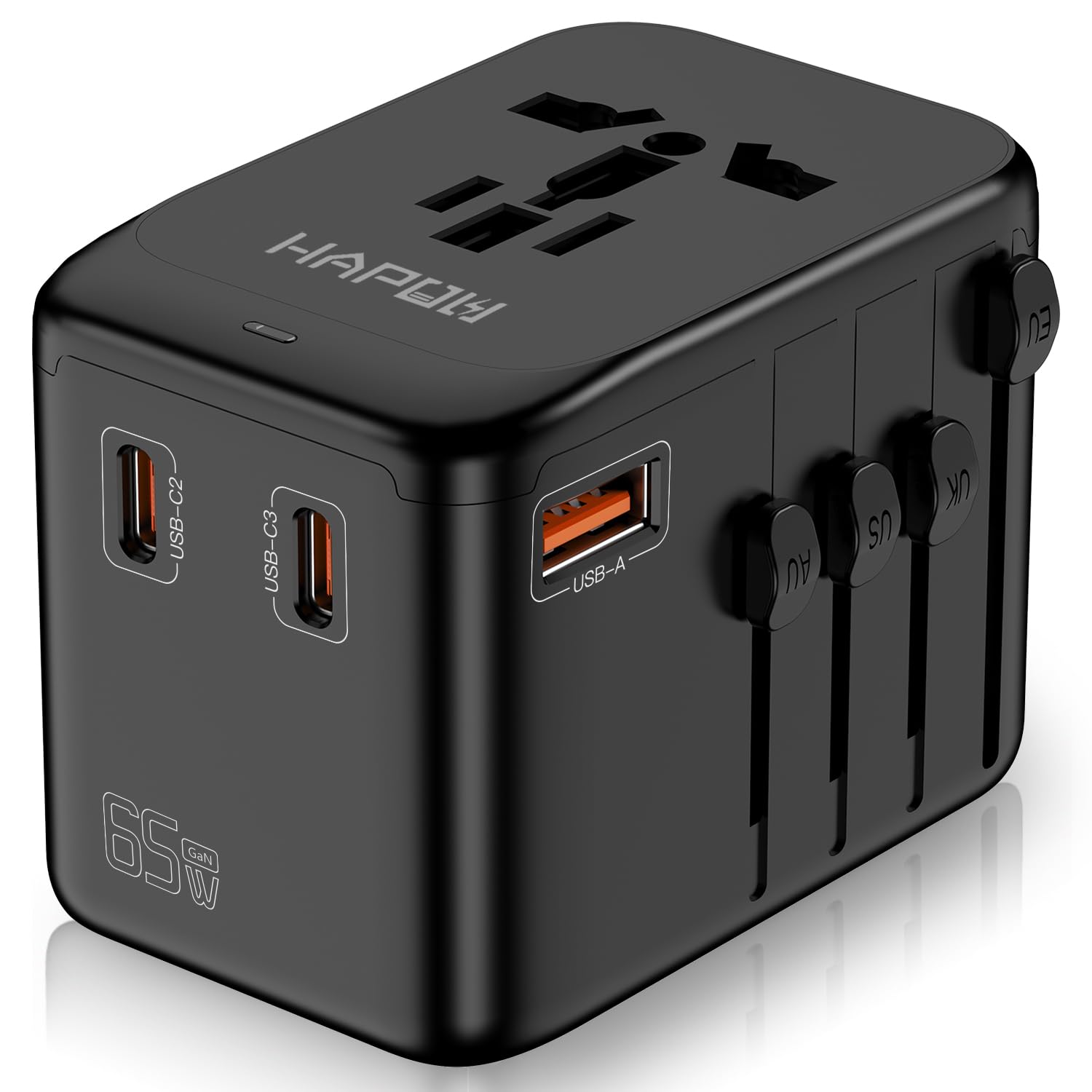 Adaptador de viaje universal, adaptador de corriente internacional PD20W, 2 USB-C y 2 USB-A cargador
