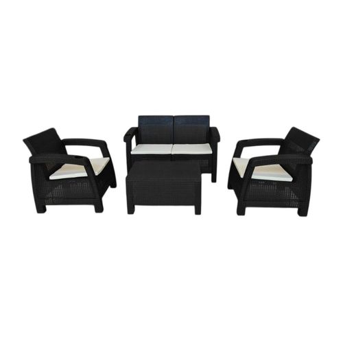 Set Living Outdoors Ratan 4 Cuerpos C/Mesa Ratona