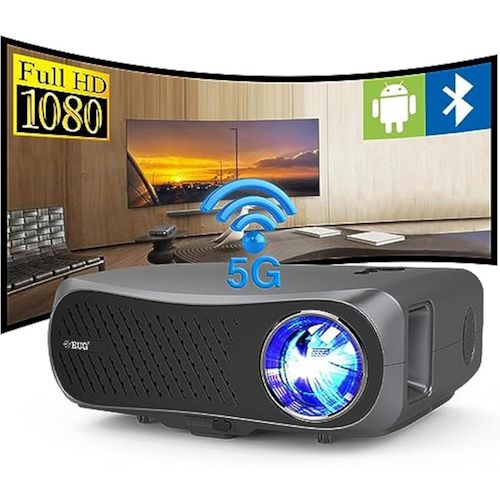 Proyector Bluetooth WiFi 5G, nativo 1080P con sistema operativo Android para exteriores, proyector